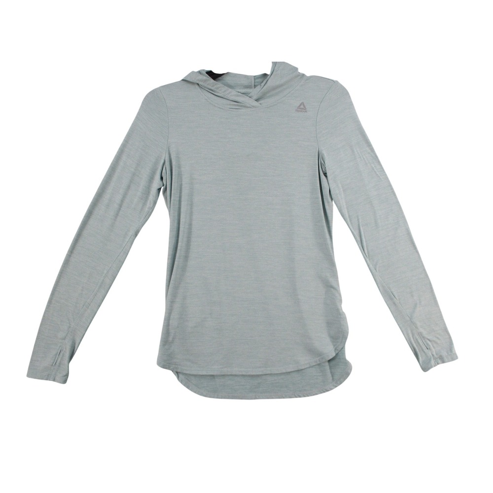 Reebok Womens Mint Green Heathered Hooded Long Sleeve Activewear Top Small